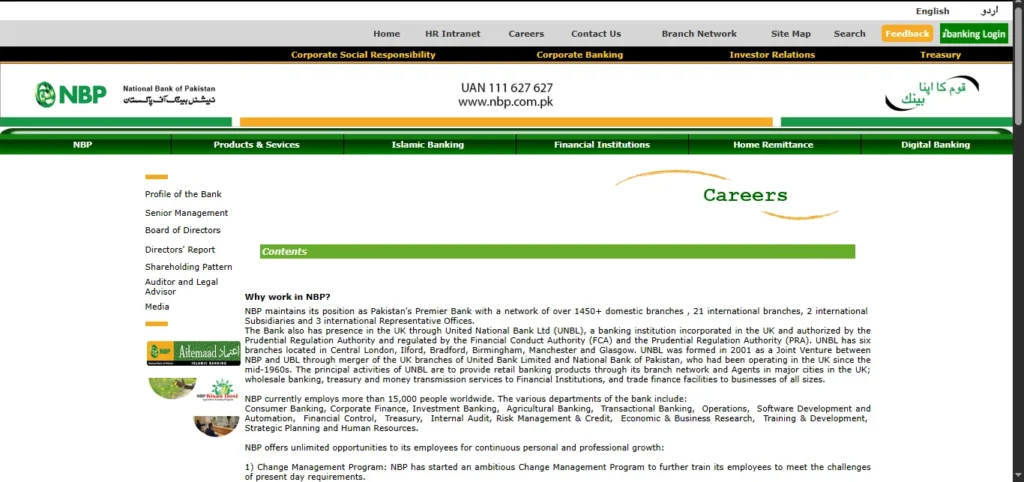 National bank of punjab (NBP) jobs 2025 official website