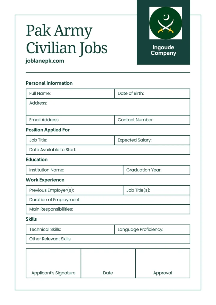 Army job application form